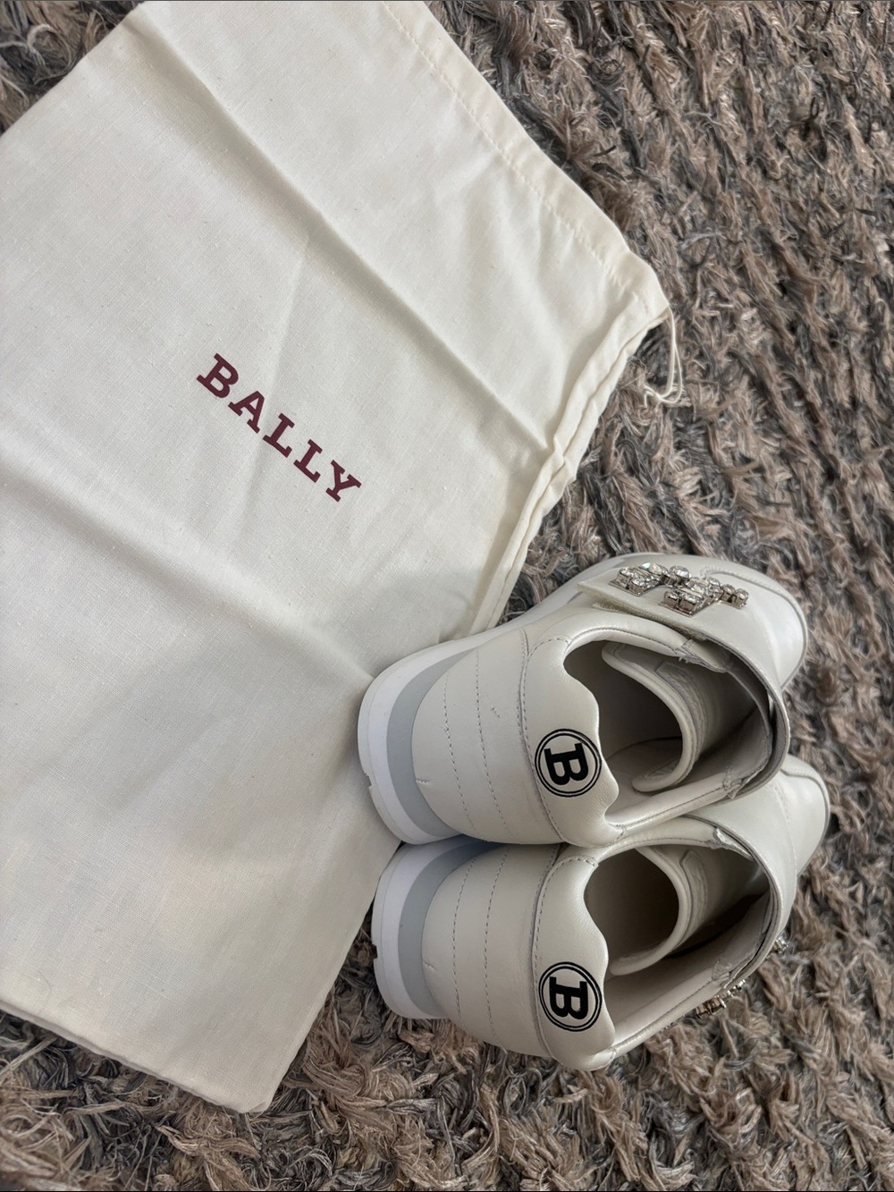 Rare Bally Switzerland GIADA Stone Ivory Lambskin Crystal B-Wings Sneakers 36 - Picture 10 of 15